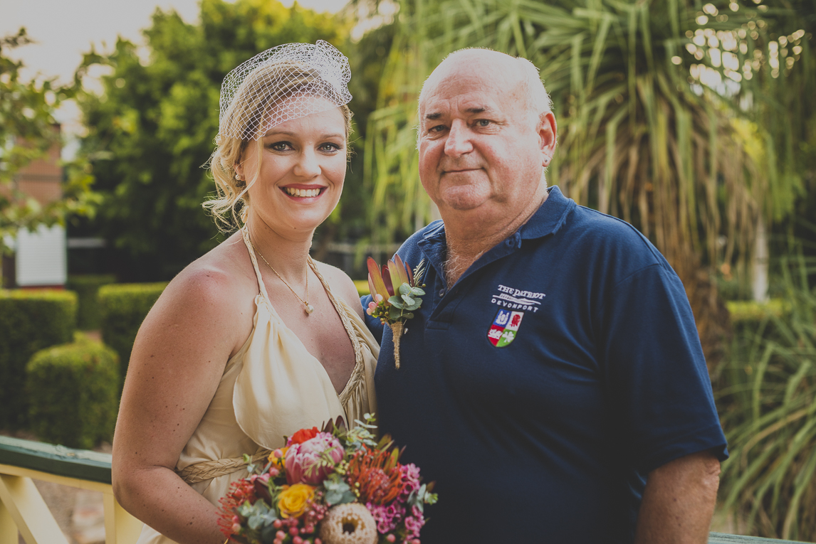 rozimages - wedding photography - bride and dad posing and smiling - Broome, Australia