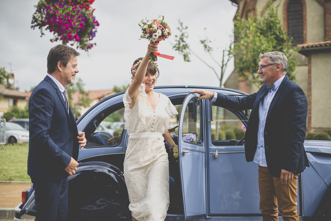 Reportage mariage Toulouse - arrivée de la mariée - Photographe mariage