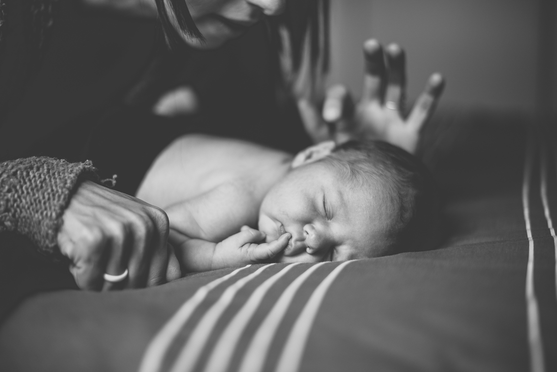 Newborn photo-shoot - newborn falls asleep under mummy's watch - Newborn Photographer