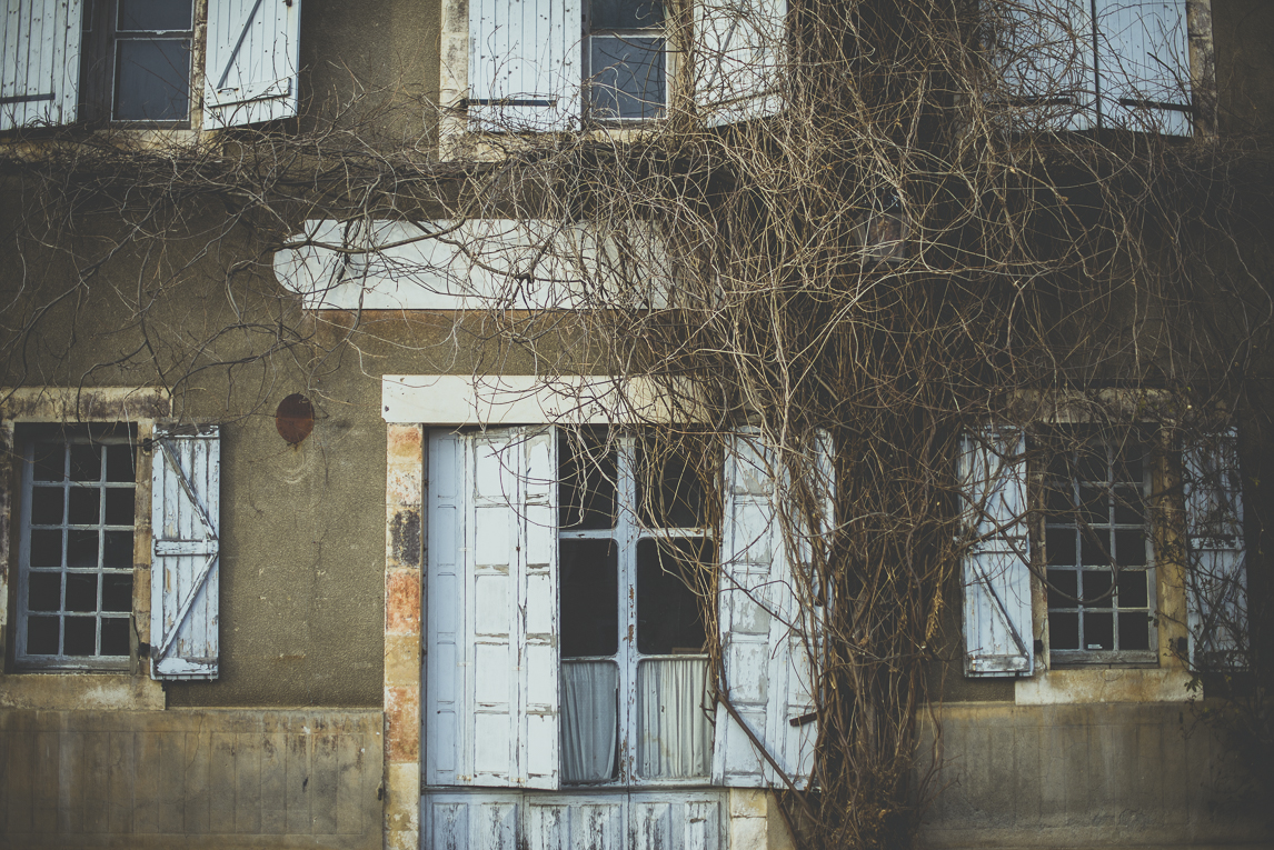 Reportage village Alan - façade vieux bâtiment avec plante grimpante - Photographe voyage