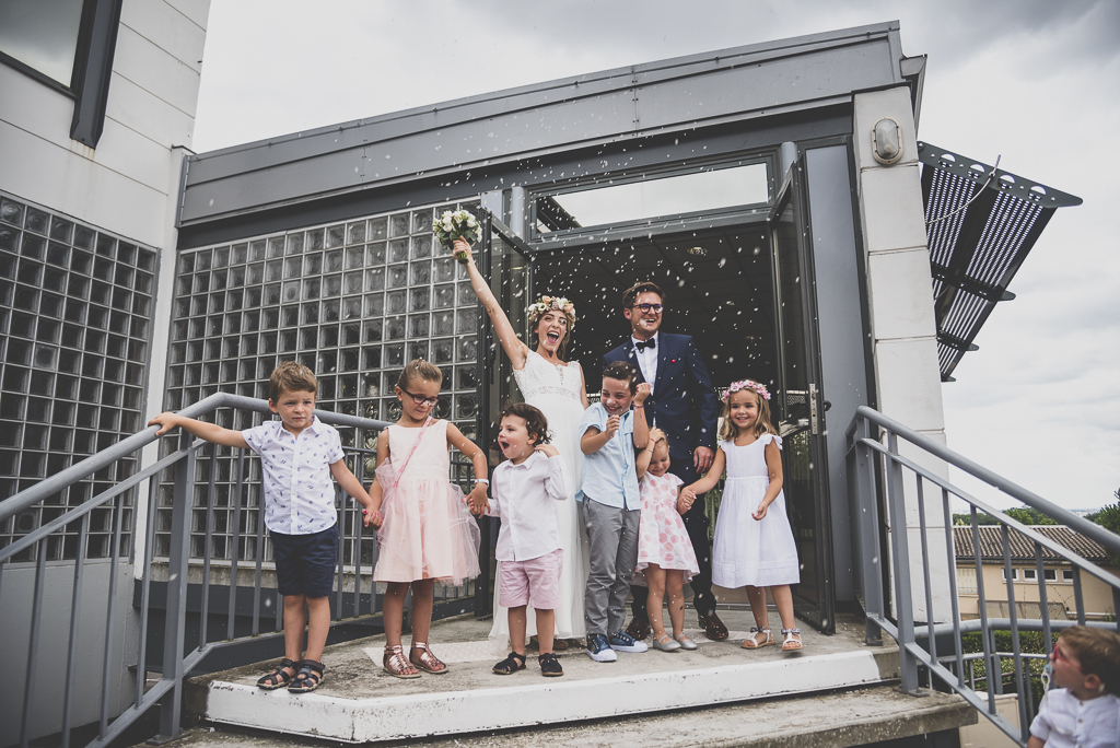 Wedding Photography Toulouse - bride and groom exiting town hall - Wedding Photographer