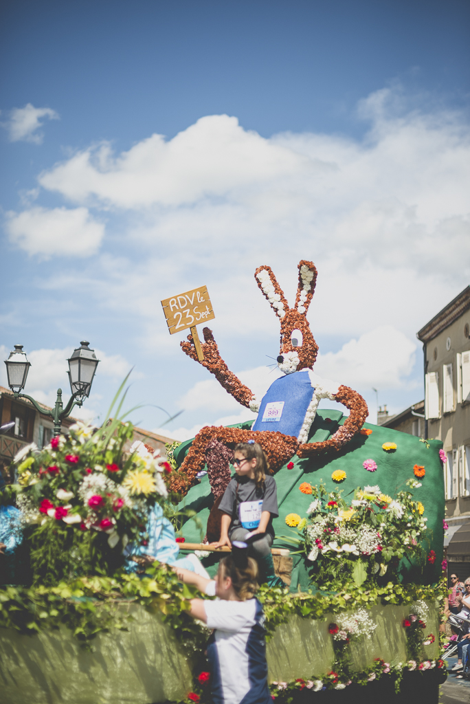 Fete des fleurs Cazeres 2018 - char fleuri lapin - Photographe Haute-Garonne