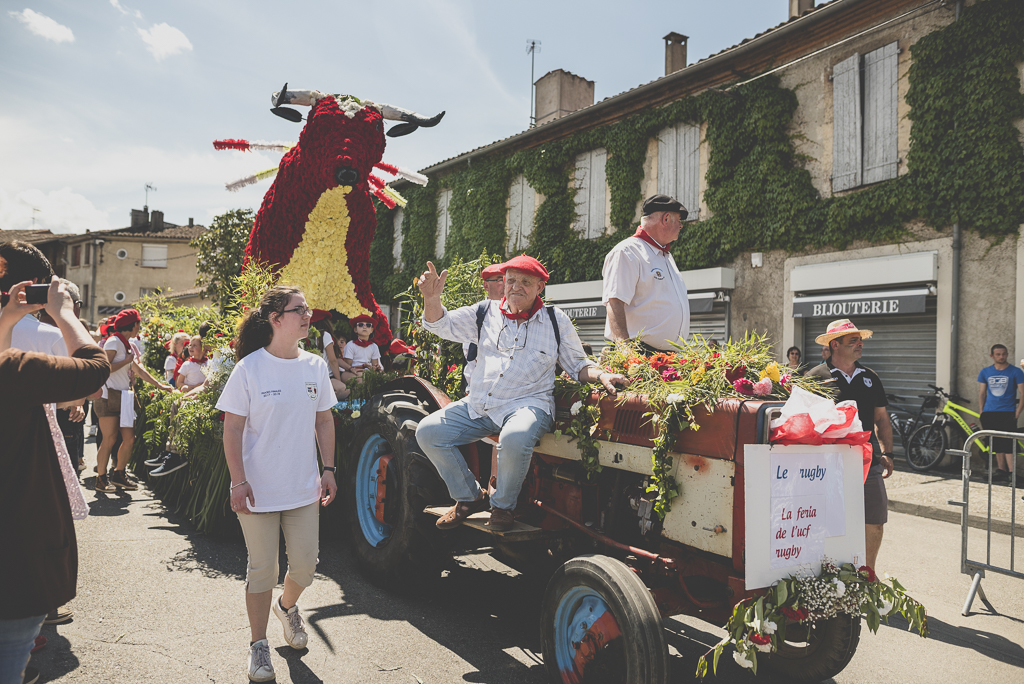 Fete des fleurs Cazeres 2018 - char fleuri taureau - Photographe Haute-Garonne