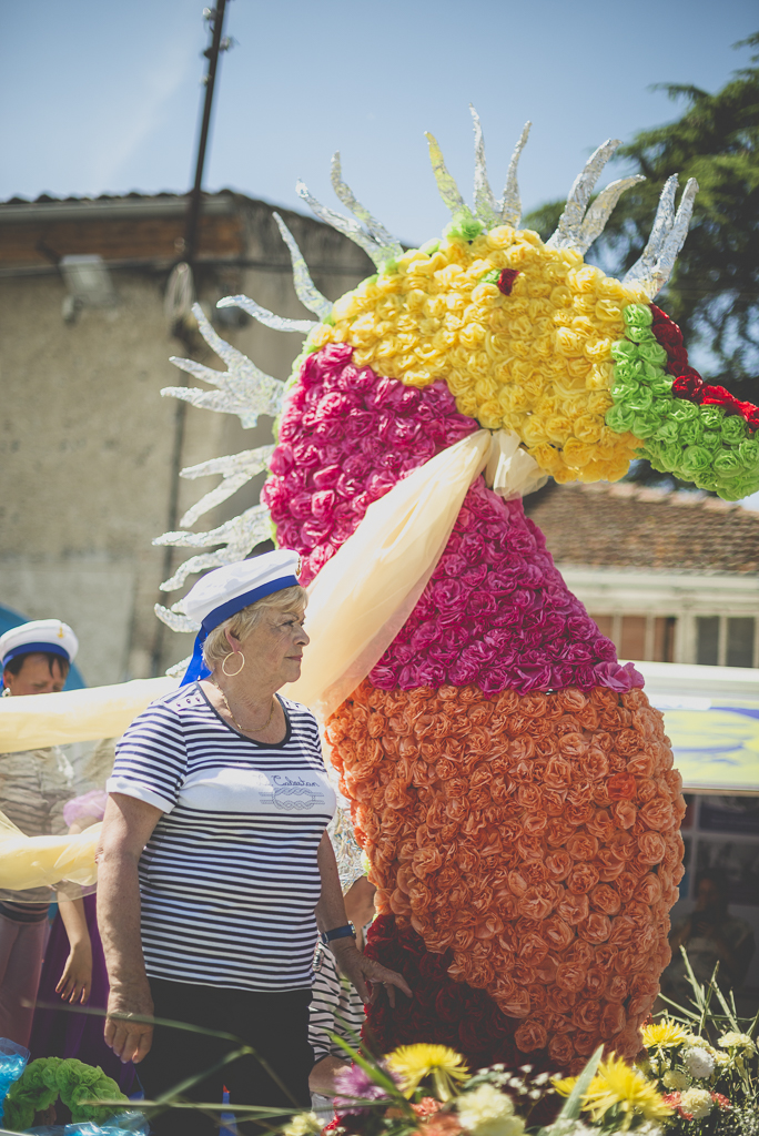 Fete des fleurs Cazeres 2018 - char fleuri hippocampe - Photographe Haute-Garonne