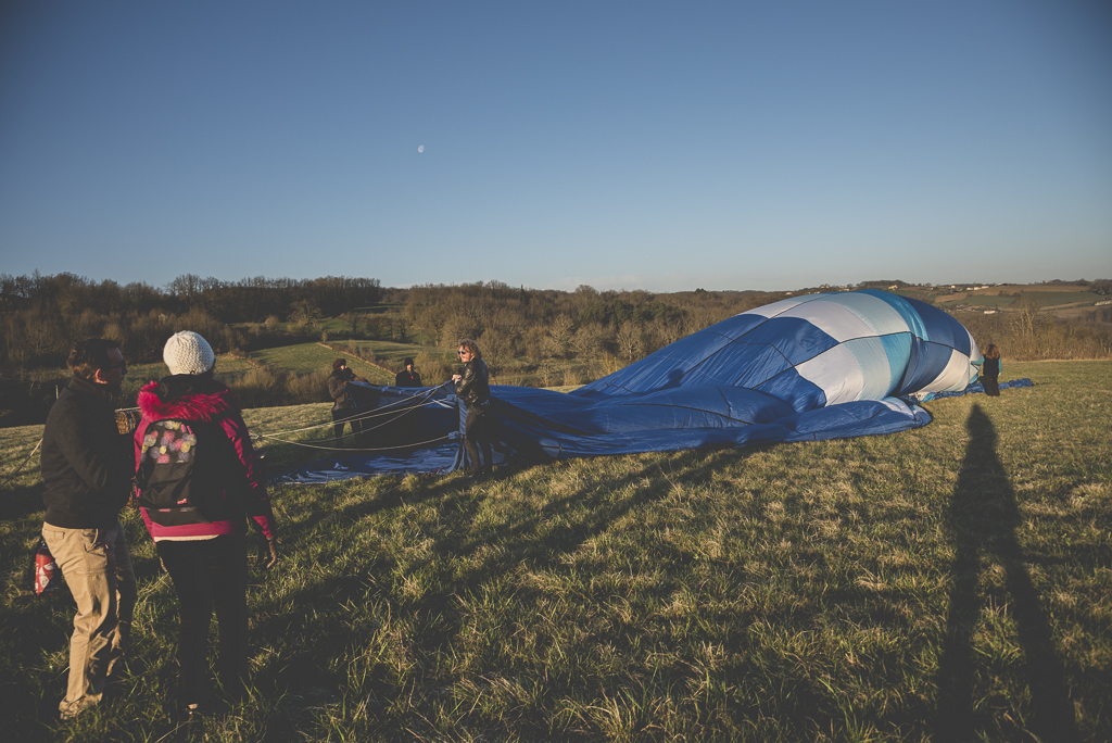 Photos vol montgolfière Haute-Garonne - gonflage du ballon - Photographe Toulouse